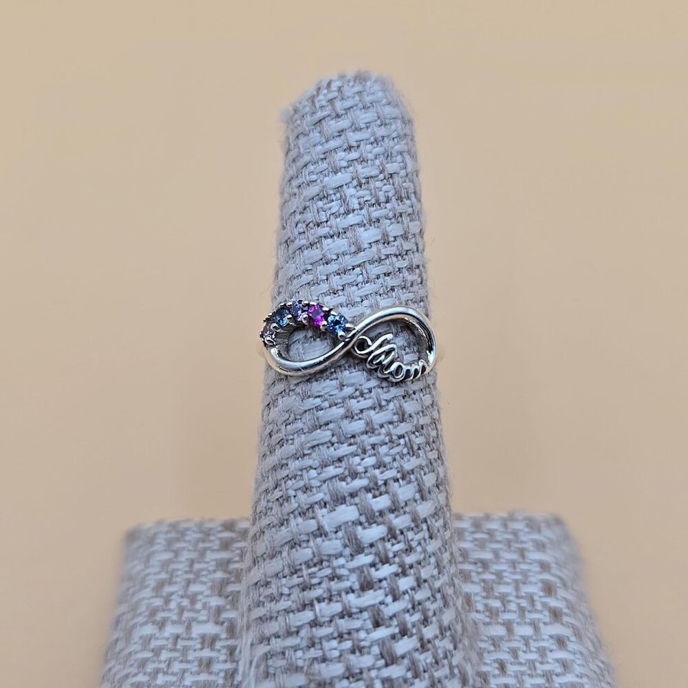 Size 6 Sterling Silver Mom Birthstones Children Gems Ring A5469